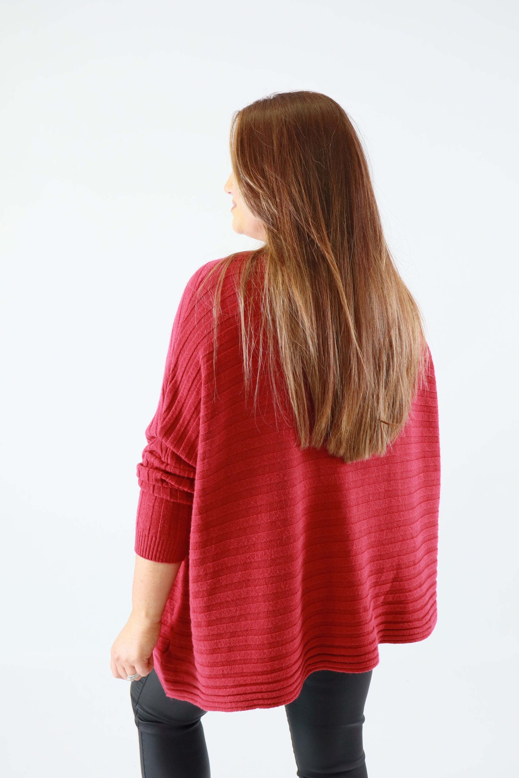 Clara Oversized Knit Jumper in Wine