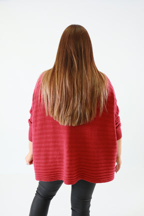 Clara Oversized Knit Jumper in Wine