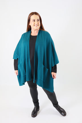 Kaia Open Cape in Teal