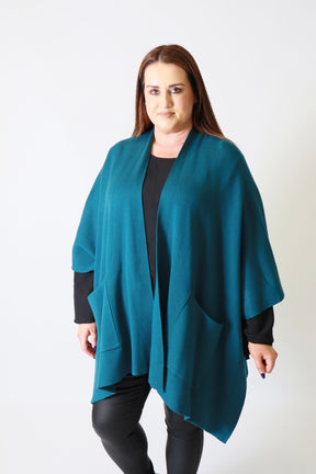 Kaia Open Cape in Teal