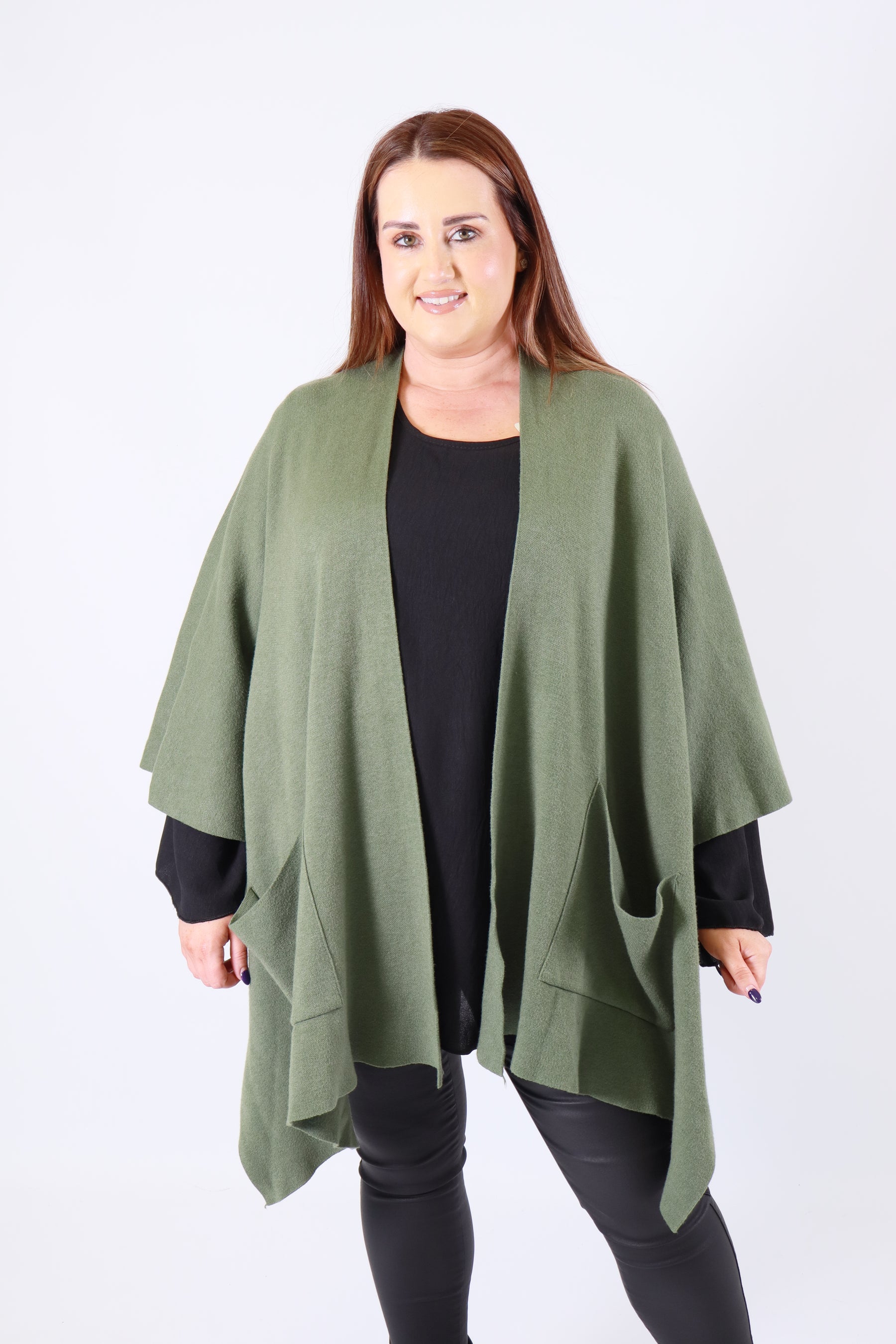 Kaia Open Cape in Khaki