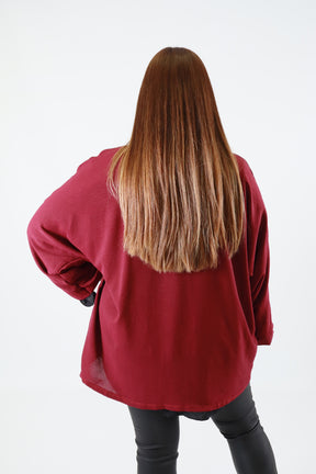 Lauren Cardigan in Wine