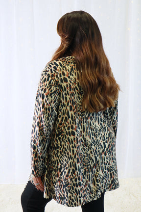 Claudia Blouse in Black and Cream Leopard