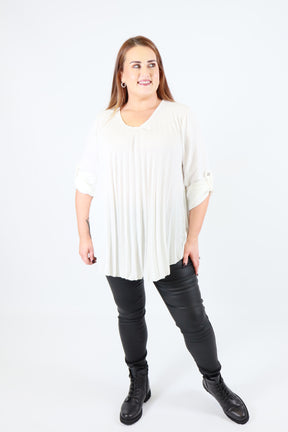 Bonnie Pleated Blouse in White