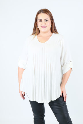 Bonnie Pleated Blouse in White