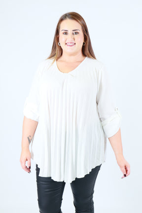 Bonnie Pleated Blouse in White