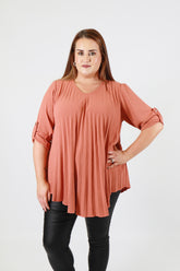 Bonnie Pleated Blouse in Rust