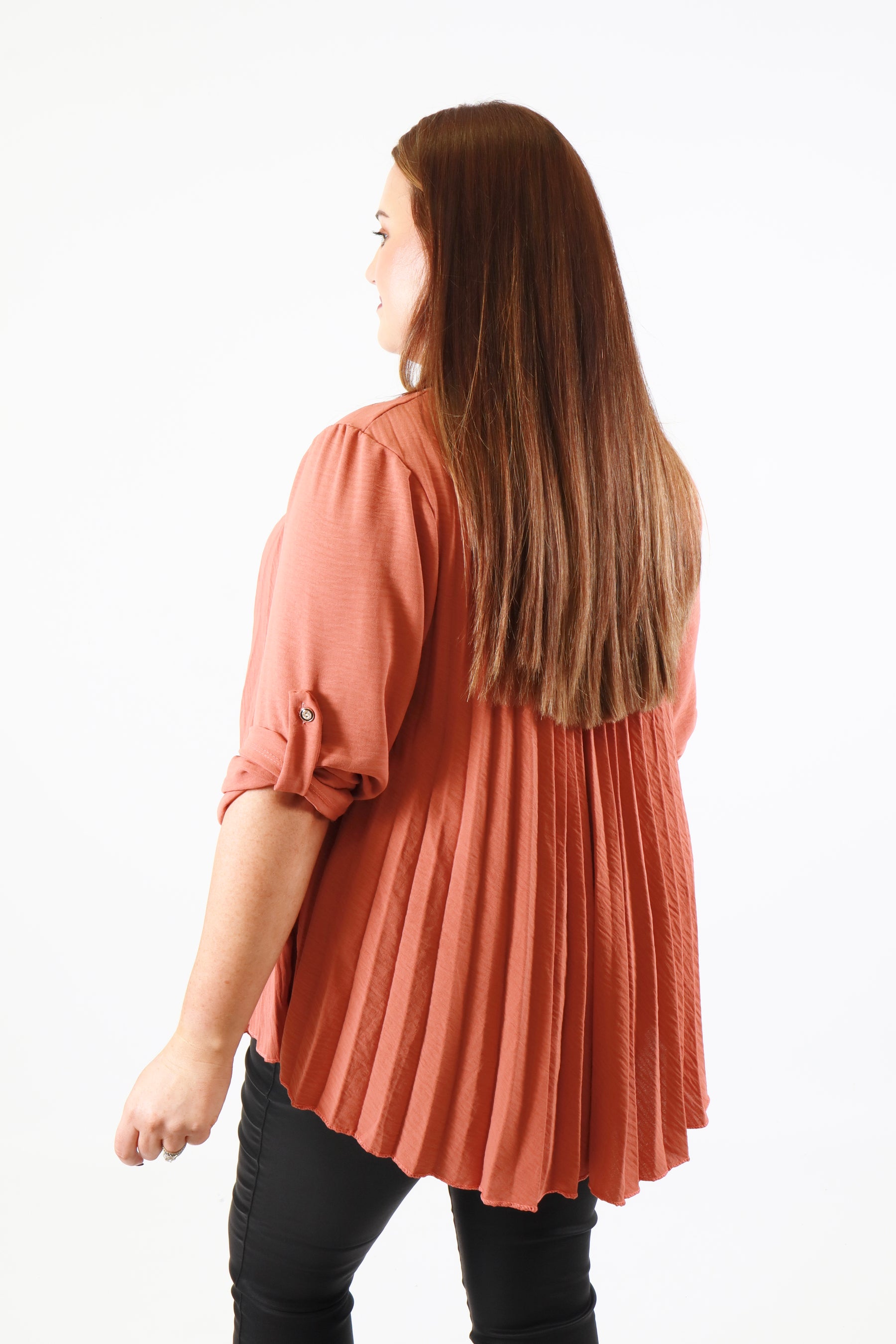 Bonnie Pleated Blouse in Rust