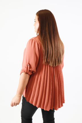 Bonnie Pleated Blouse in Rust