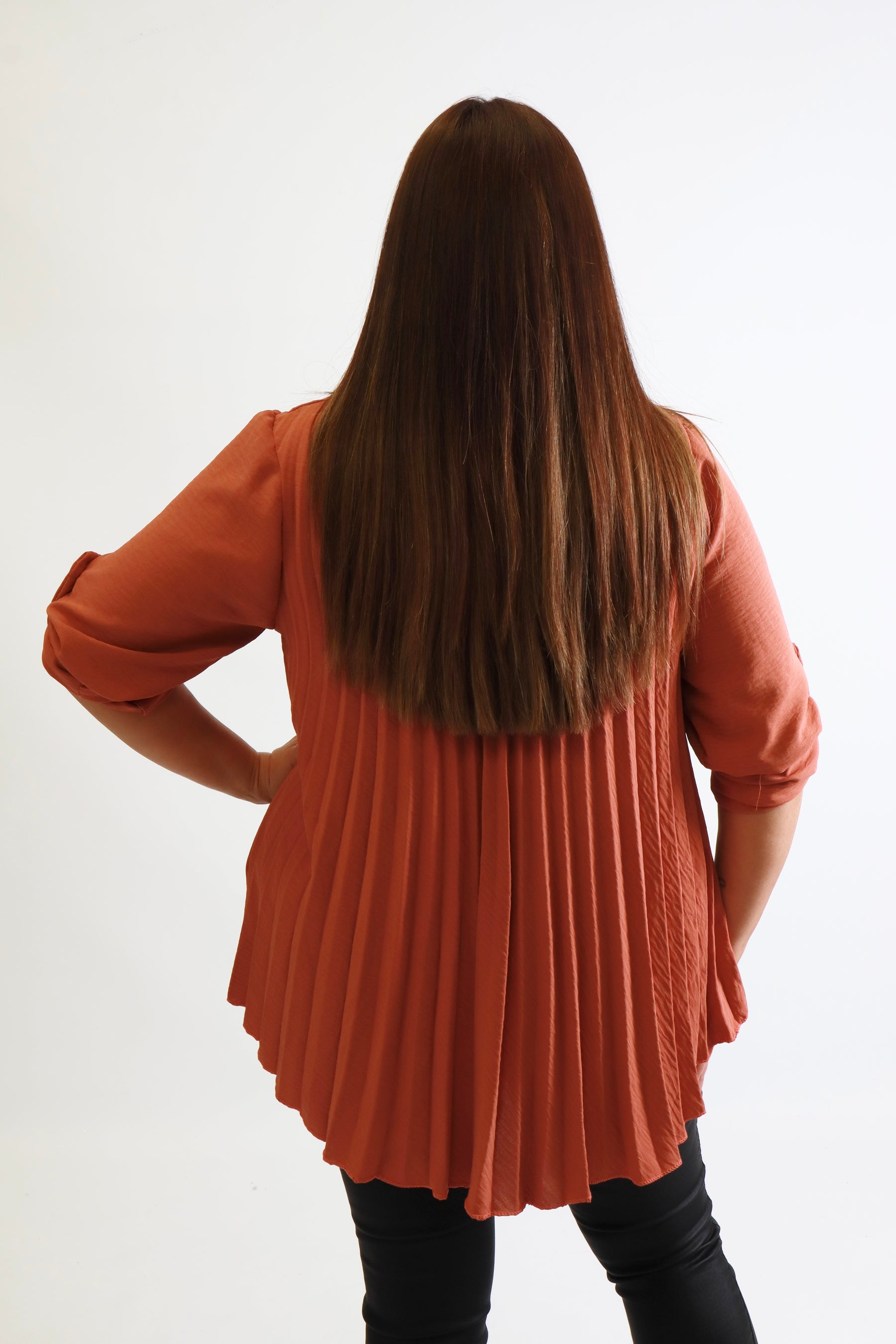 Bonnie Pleated Blouse in Rust