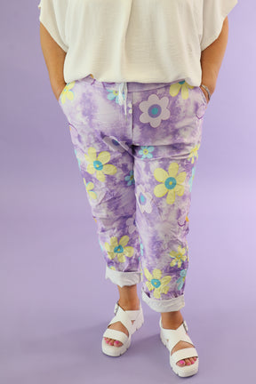 Haven Jogger in Purple Daisies