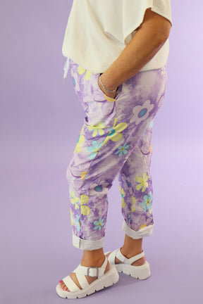 Haven Jogger in Purple Daisies