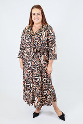 Dani Dress in Tan Tiger