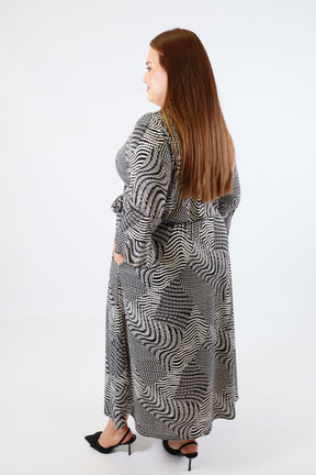 Dani Dress in Black and White Geo Print