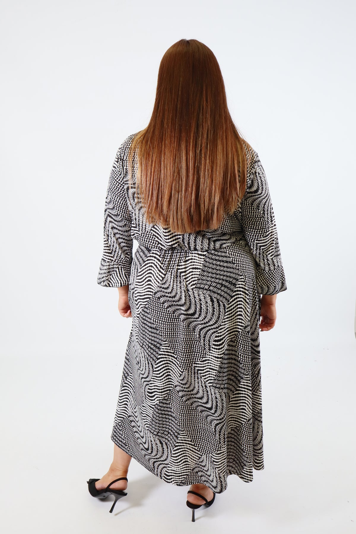 Dani Dress in Black and White Geo Print