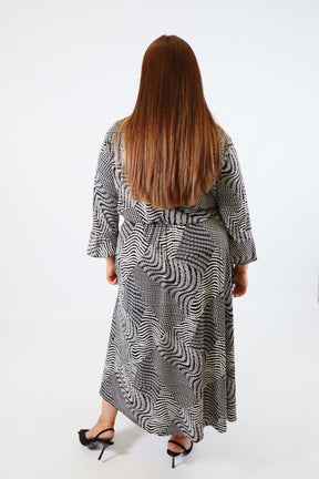 Dani Dress in Black and White Geo Print