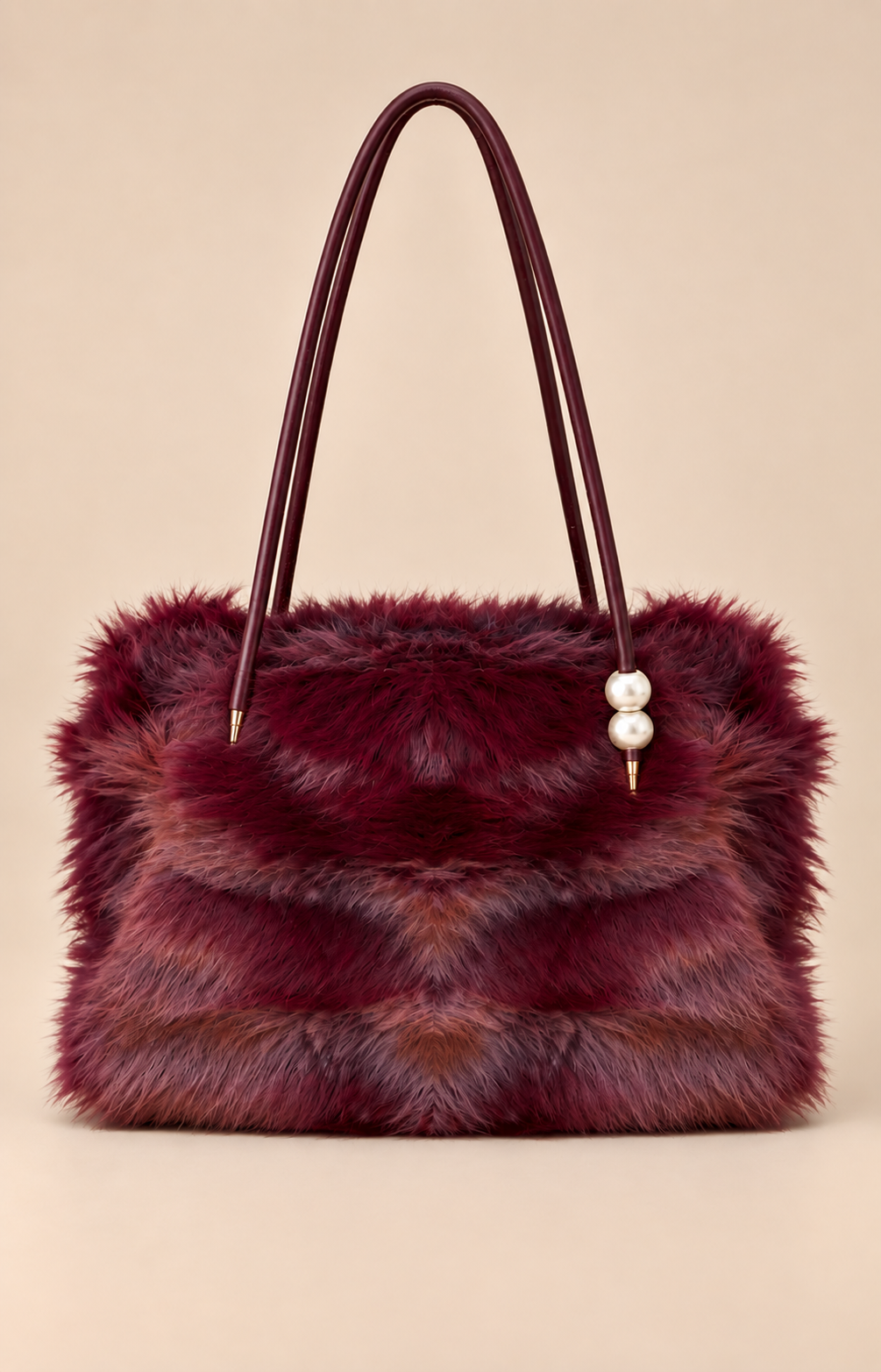 Indie Fur Bag in Wine 