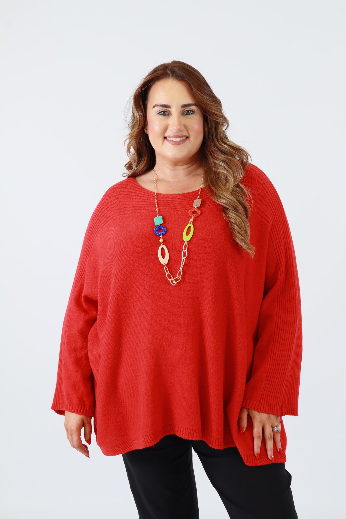 Isabell Oversized Knit Jumper in Red