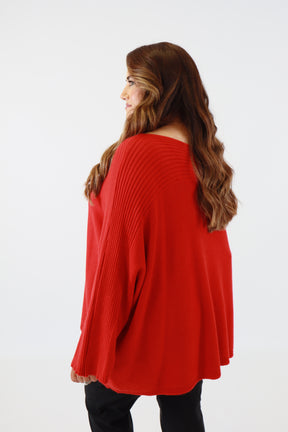 Isabell Oversized Knit Jumper in Red