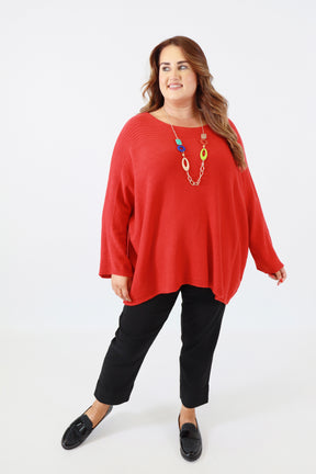 Isabell Oversized Knit Jumper in Red