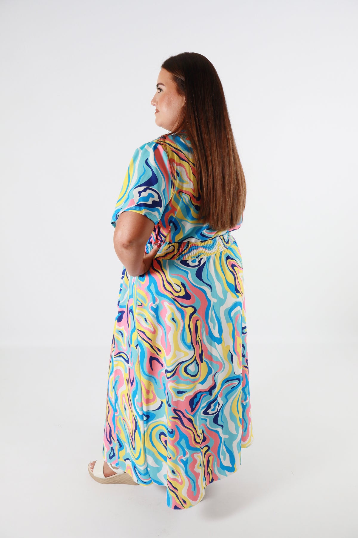 Isla Dress in Blue Swirl