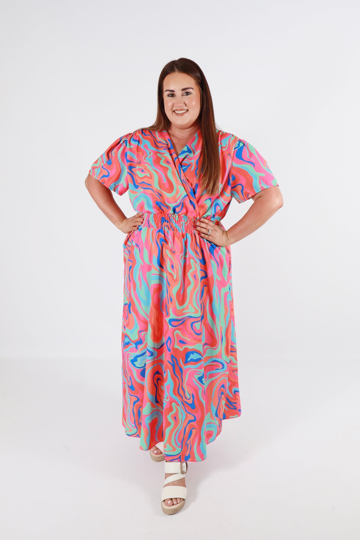 Isla Dress in Orange Swirl