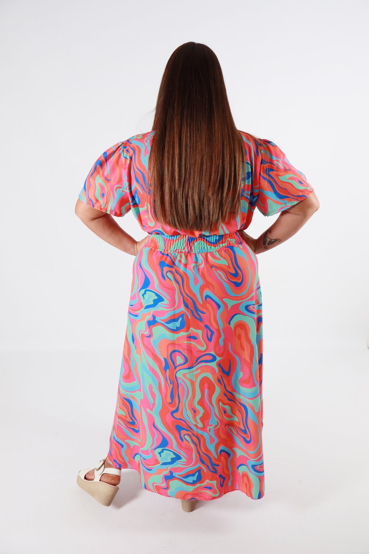 Isla Dress in Orange Swirl