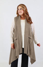 Jennifer Suede Waistcoat in Beige 