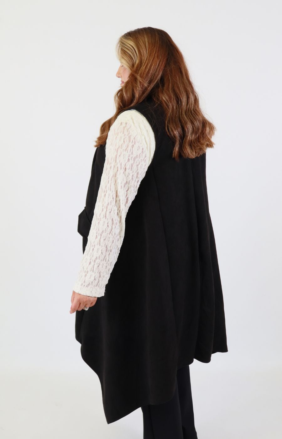 Jennifer Suede Waistcoat in Black 