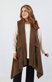 Jennifer Suede Waistcoat in Brown 