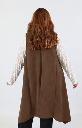 Jennifer Suede Waistcoat in Brown