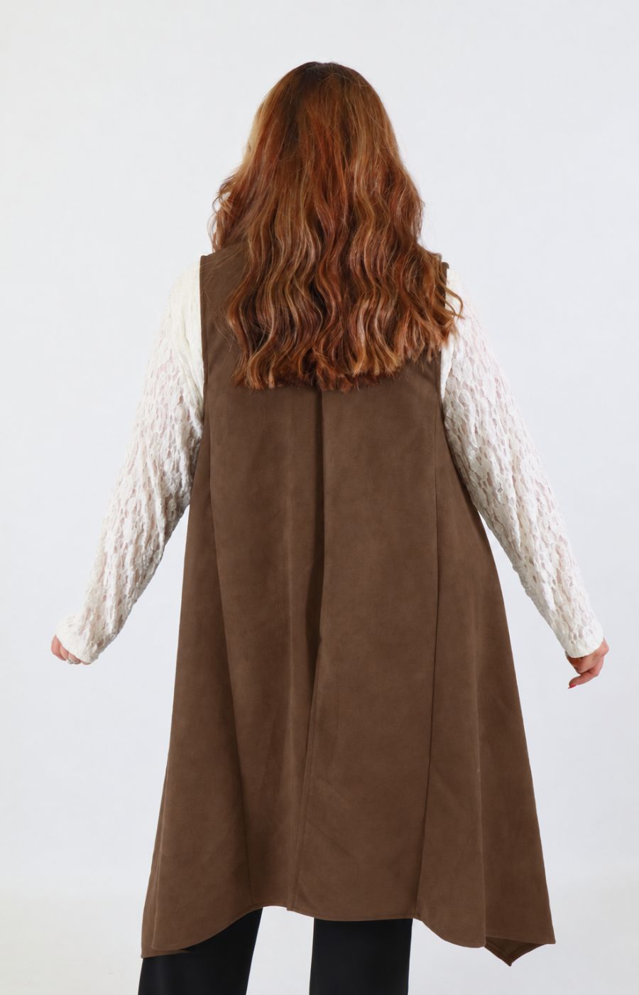 Jennifer Suede Waistcoat in Brown