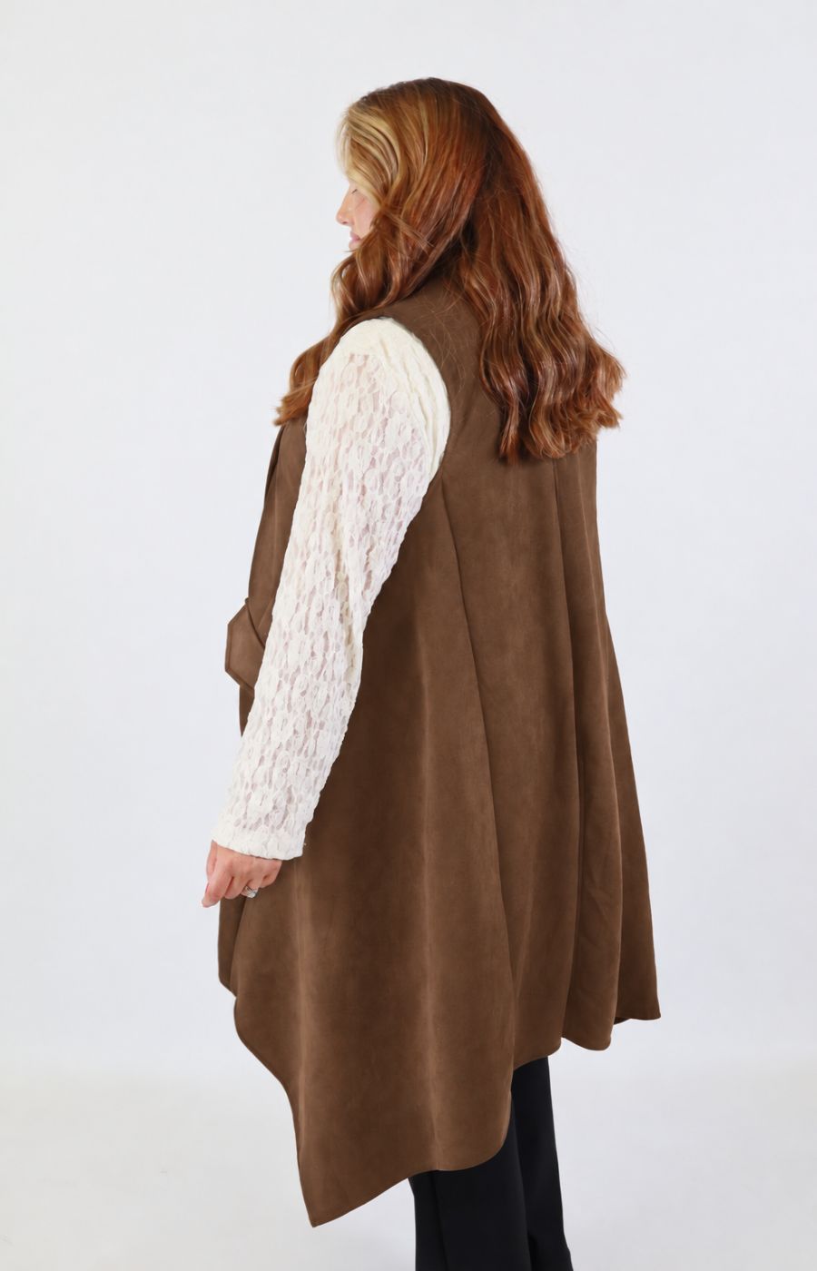Jennifer Suede Waistcoat in Brown 