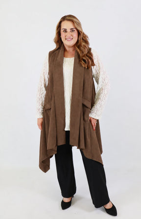 Jennifer Suede Waistcoat in Brown 