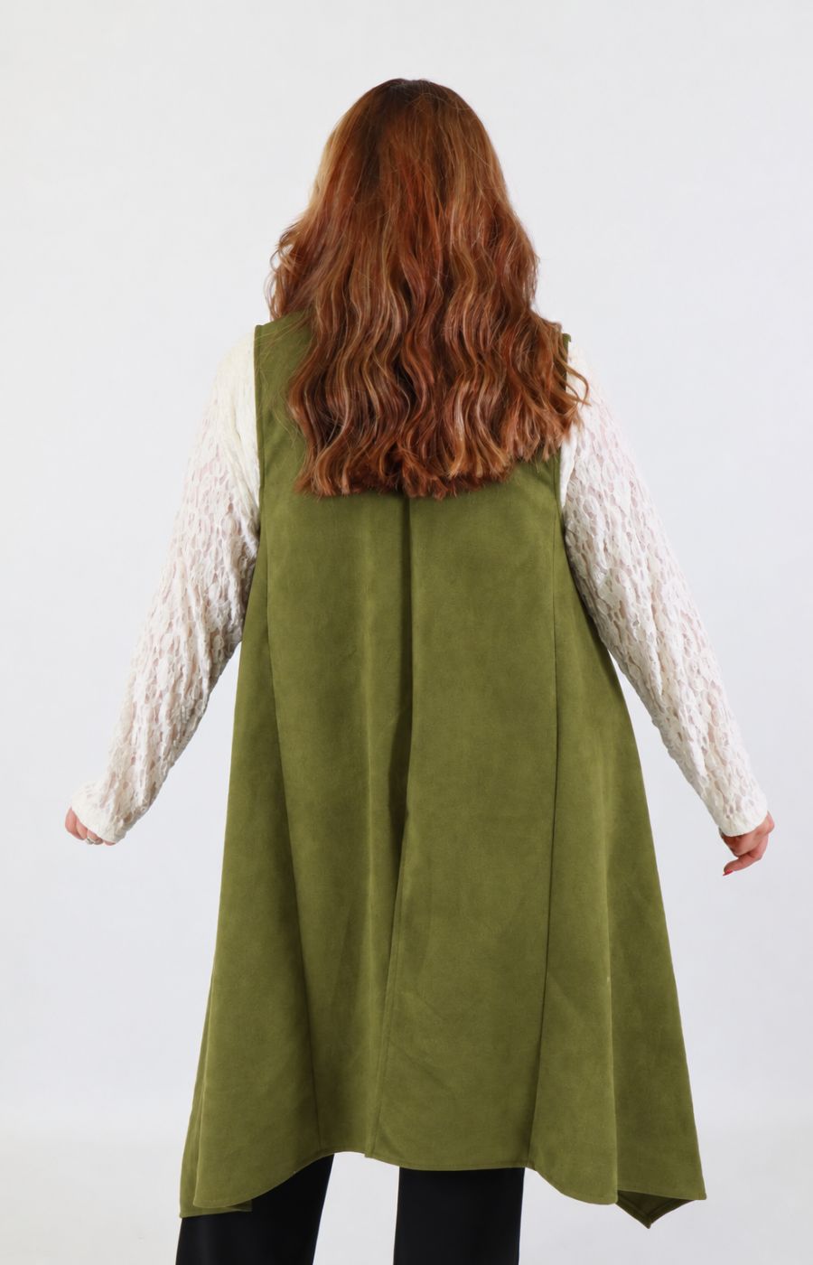 Jennifer Suede Waistcoat in Khaki 