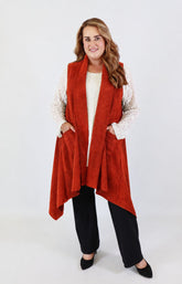 Jennifer Suede Waistcoat in Rust 