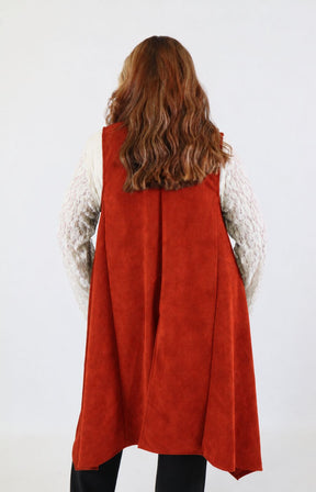Jennifer Suede Waistcoat in Rust 