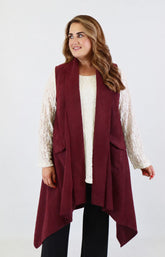 Jennifer Suede Waistcoat in Wine 