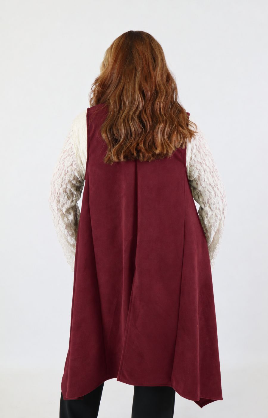 Jennifer Suede Waistcoat in Wine 