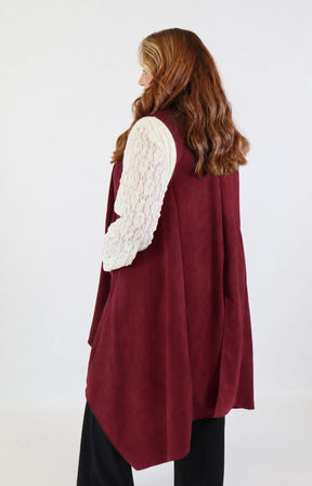 Jennifer Suede Waistcoat in Wine 