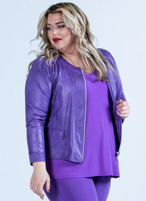 Magna Leather Look Jacket in Lilac