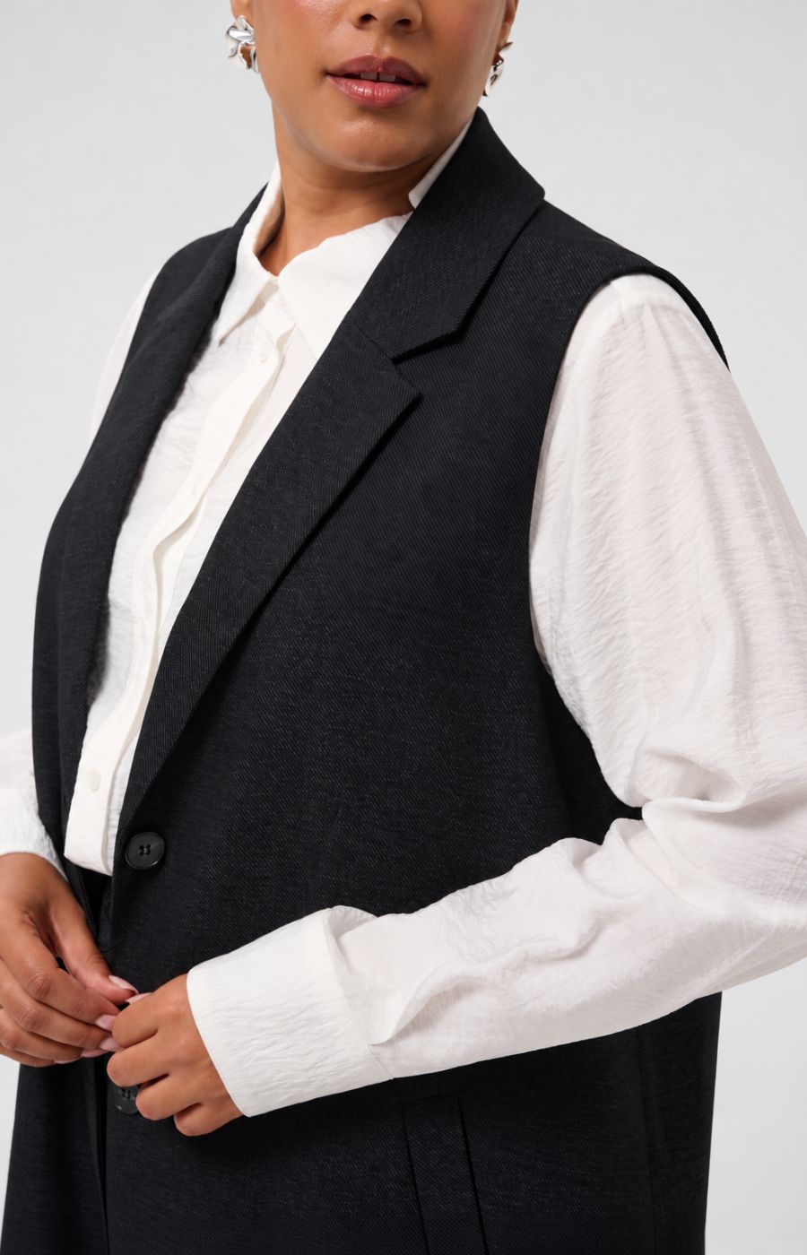 Kaffe Curve Abby Waistcoat in Charcoal  