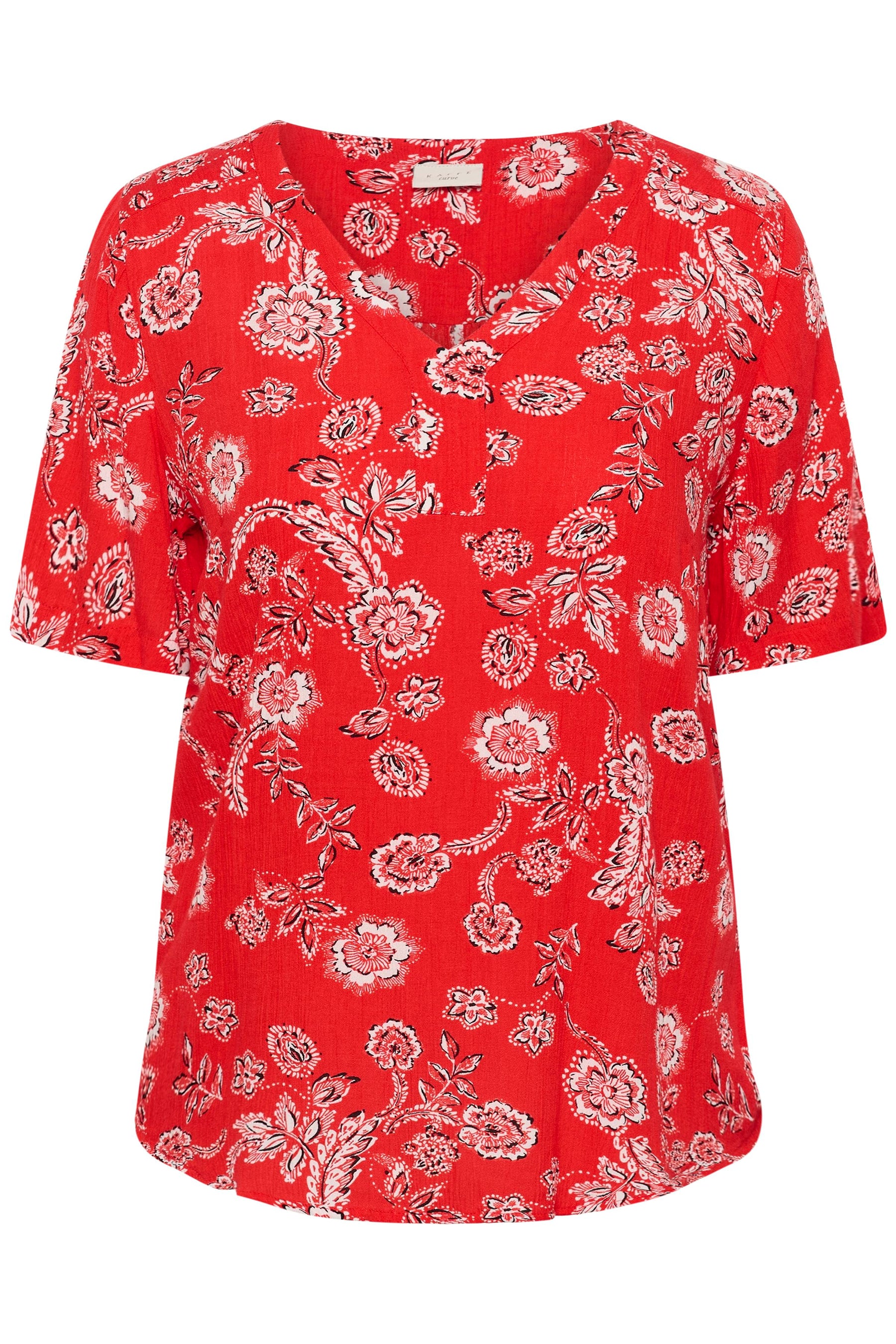 Kaffe Curve Ami S/S Blouse in Red 
