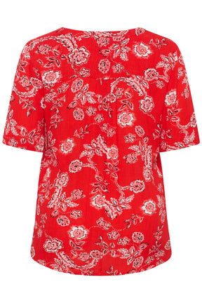 Kaffe Curve Ami S/S Blouse in Red 