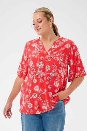 Kaffe Curve Anima Blouse in Red 