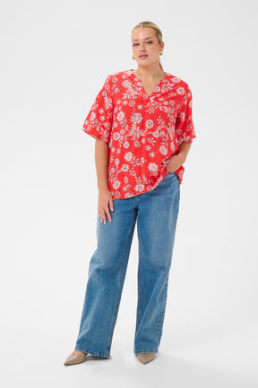 Kaffe Curve Anima Blouse in Red 