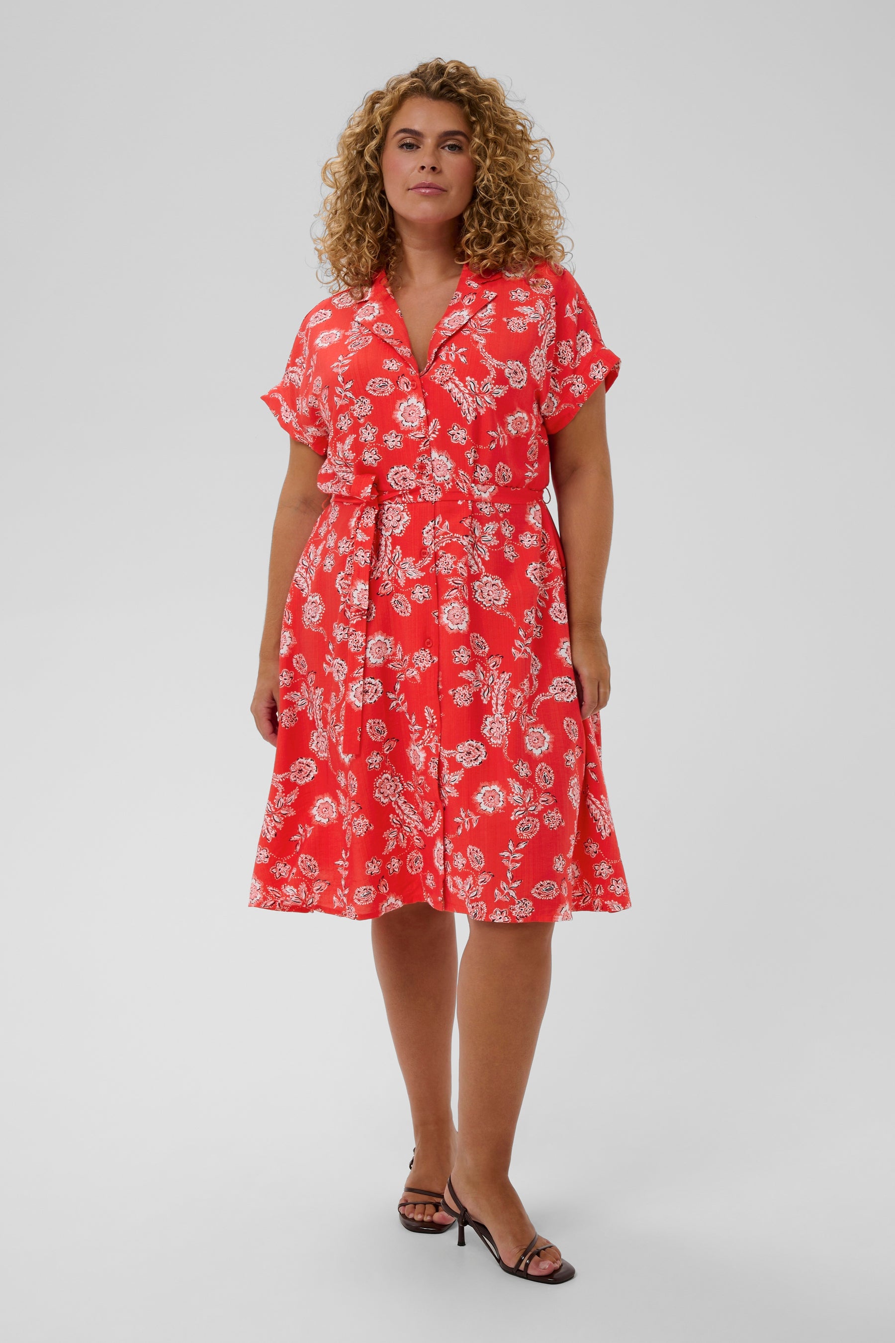Kaffe Curve Anima Dress in Red