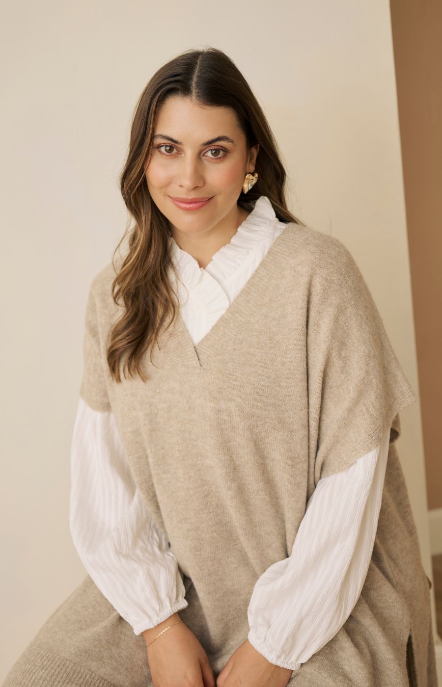 Kaffe Curve Annett Poncho in Beige 