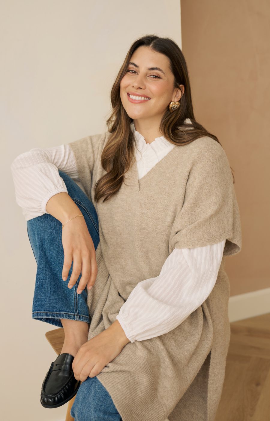 Kaffe Curve Annett Poncho in Beige