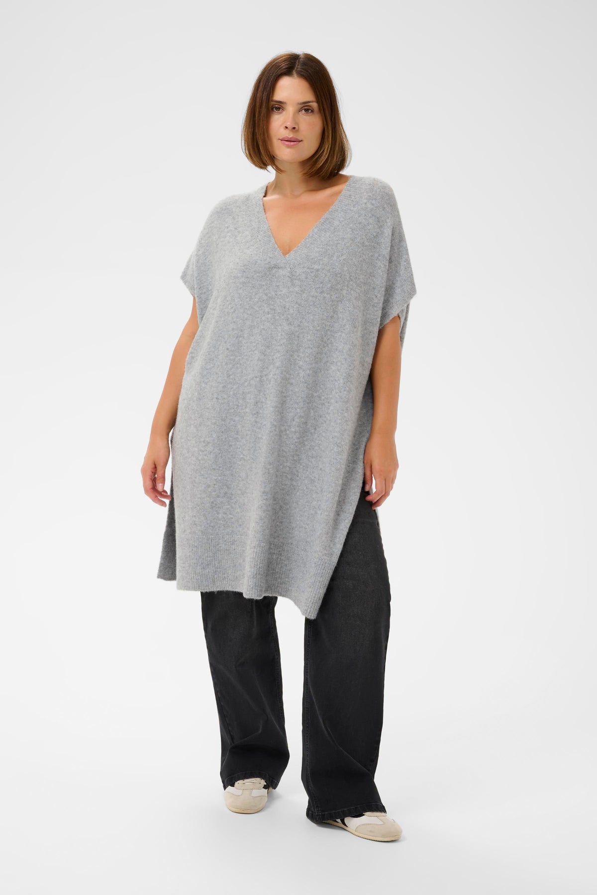 Kaffe Curve Annett Poncho in Light Grey